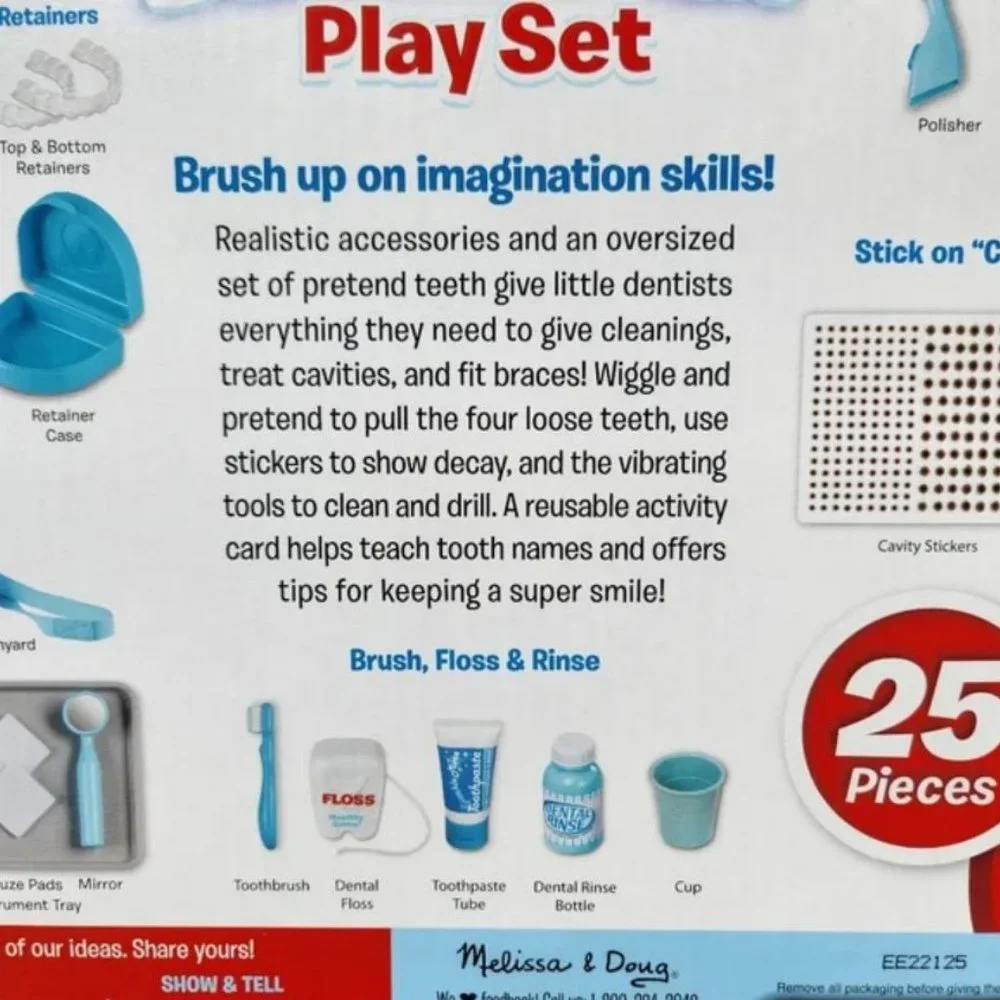 NEW Melissa & Doug Dentist Dental Pretend Play Teeth Set 25-piece Dentures